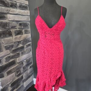 Hello Molly Red Crochet Lace Dress
